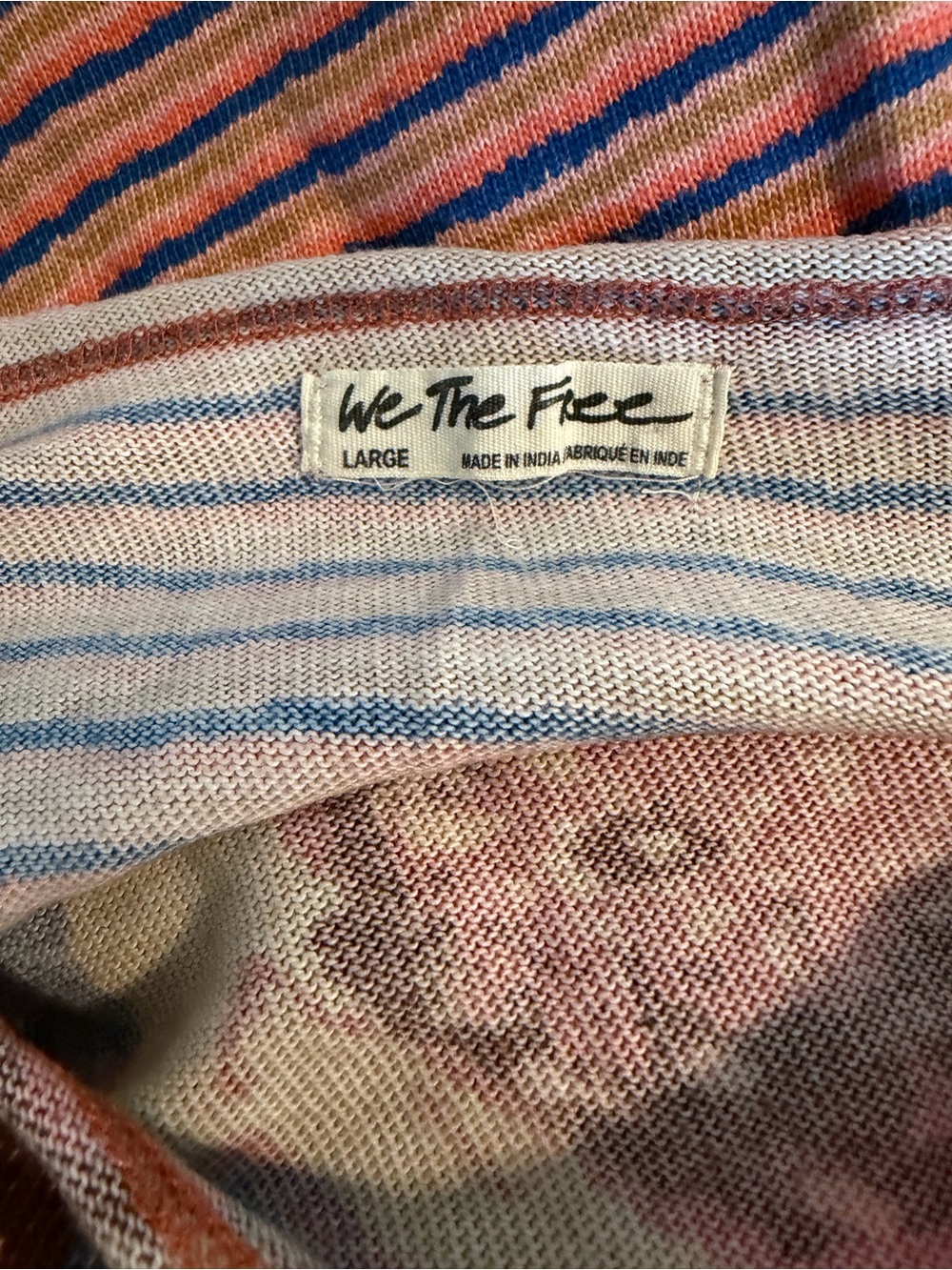 WE THE FREE Mash Up cotton lightweight long sleeve raw hem boho eclectic fun - Picture 7 of 8